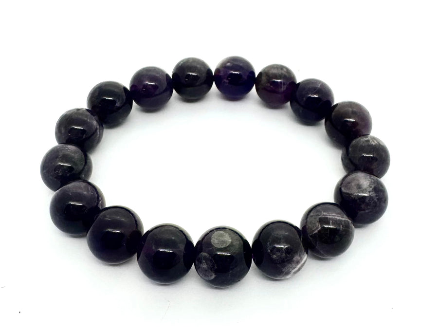 12 mm Amethyst Edelsteinarmband – Geschenkbox Exklusiv