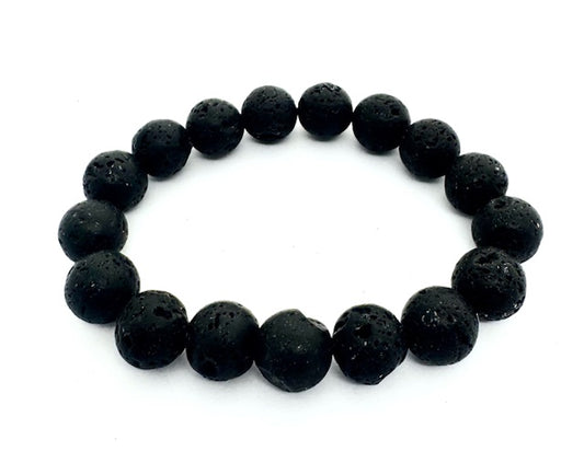 12 mm Lavastein Edelsteinarmband – Geschenkbox Exklusiv