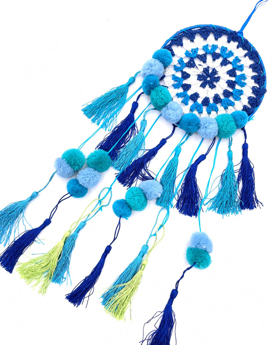 15cm Gehäkelter Traumfänger Blau/Türkis (2 Stück)