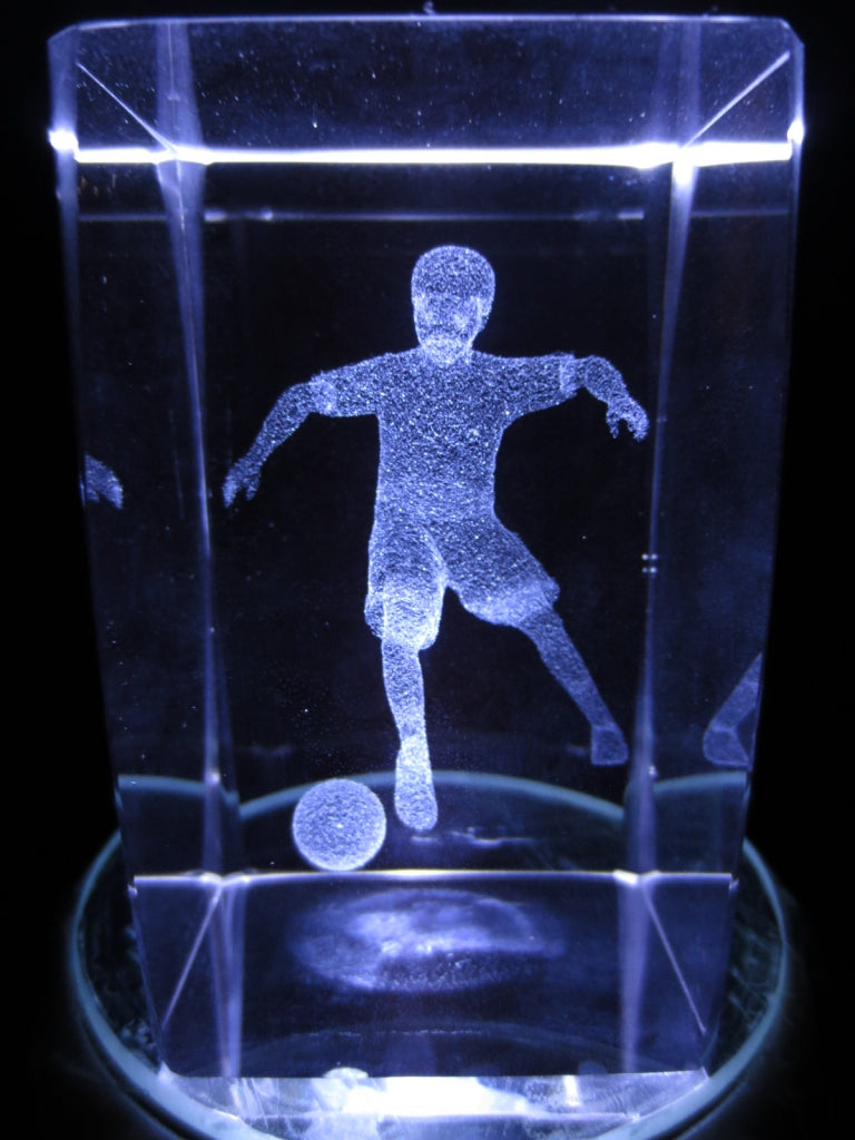 3D-Kristall-Lasergravurblock – Fußballspieler