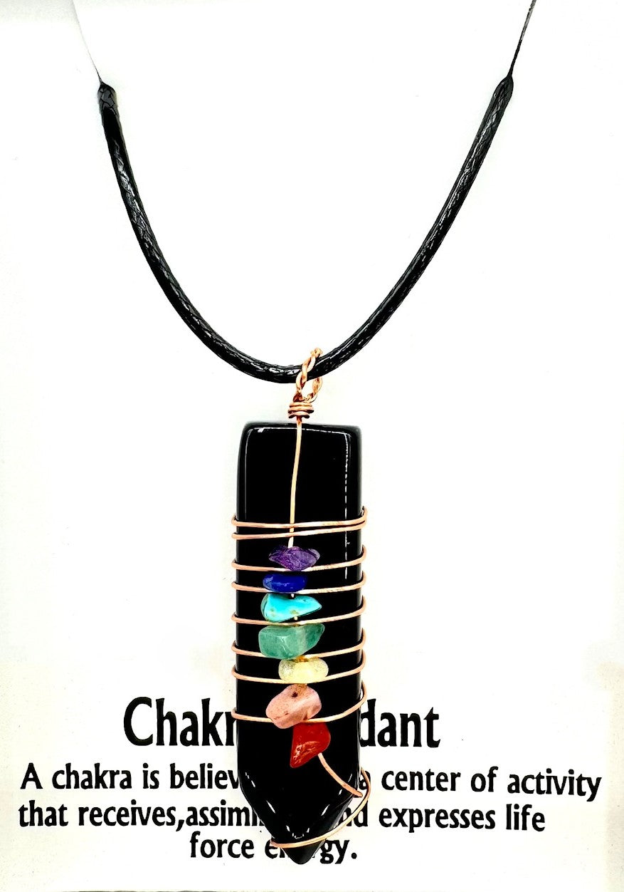 7 Chakra Edelstein Halskette Anhänger (II) - Onyx