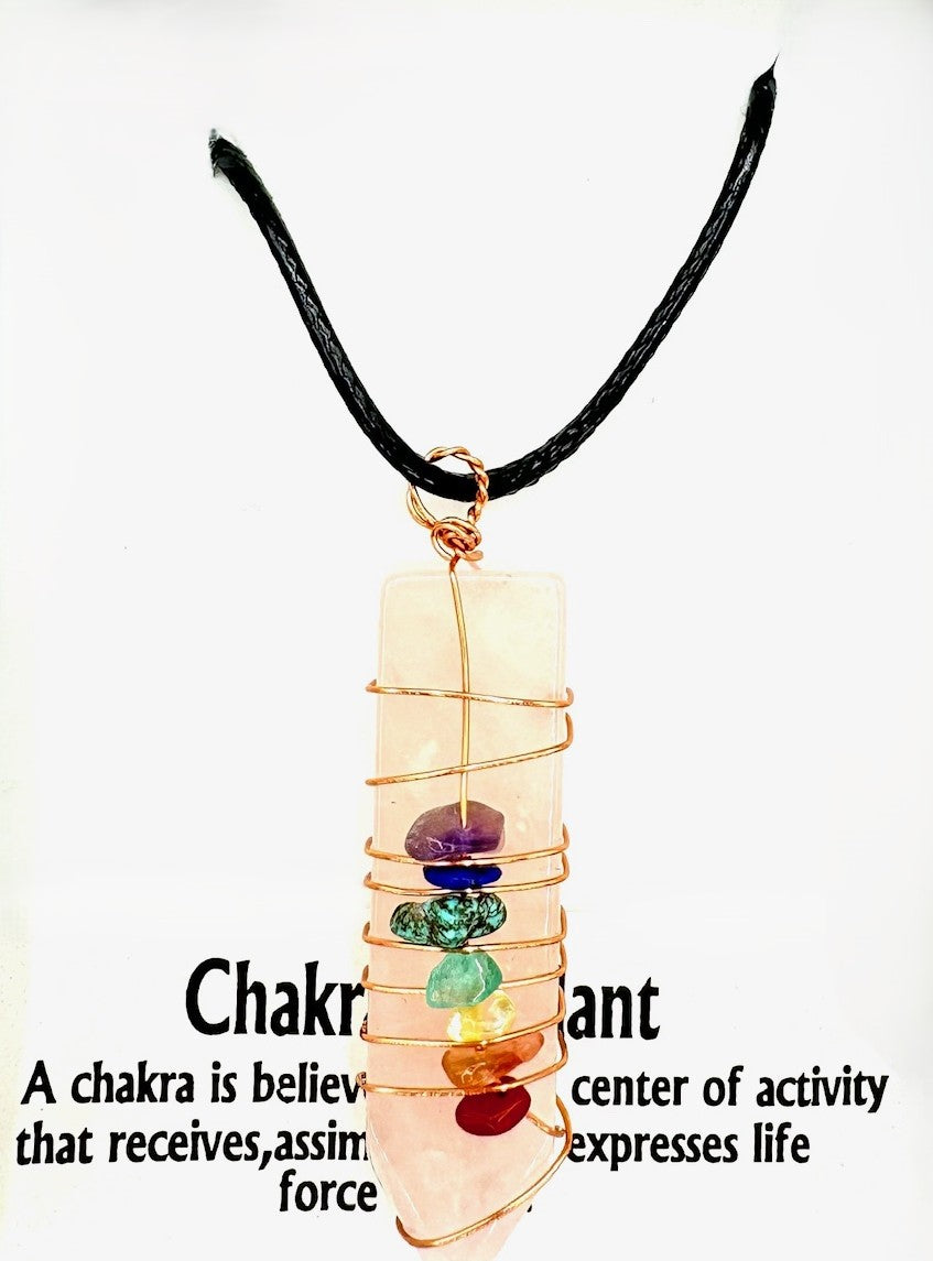7 Chakra Edelstein Halskette Anhänger (II) - Rosenquarz