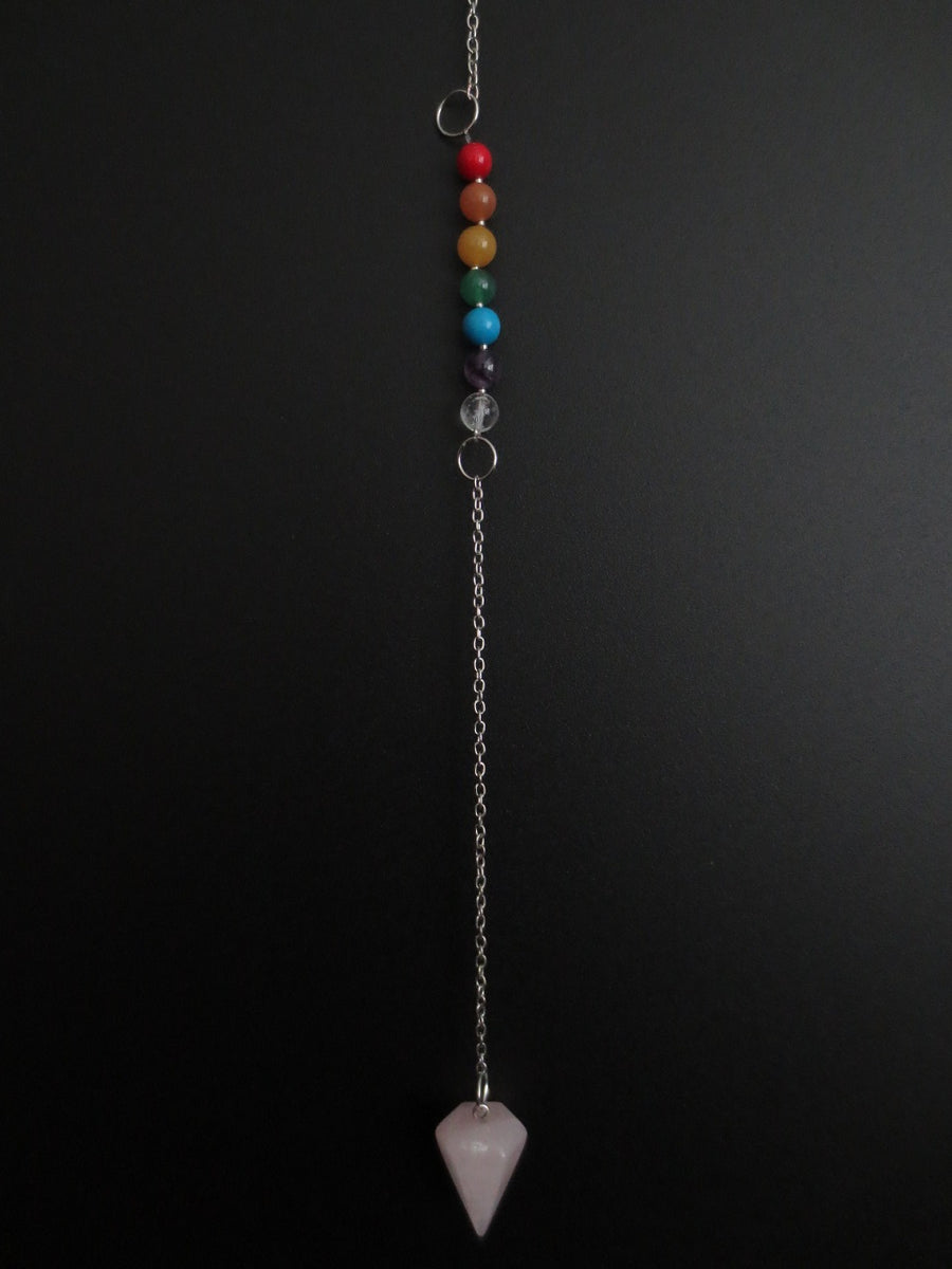 Rosenquarz 7 Chakra Edelstein-Pendel