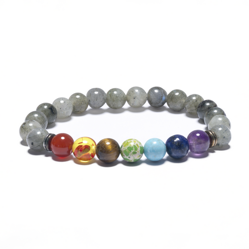 8mm 7 Chakra Edelsteinarmbänd ohne Box