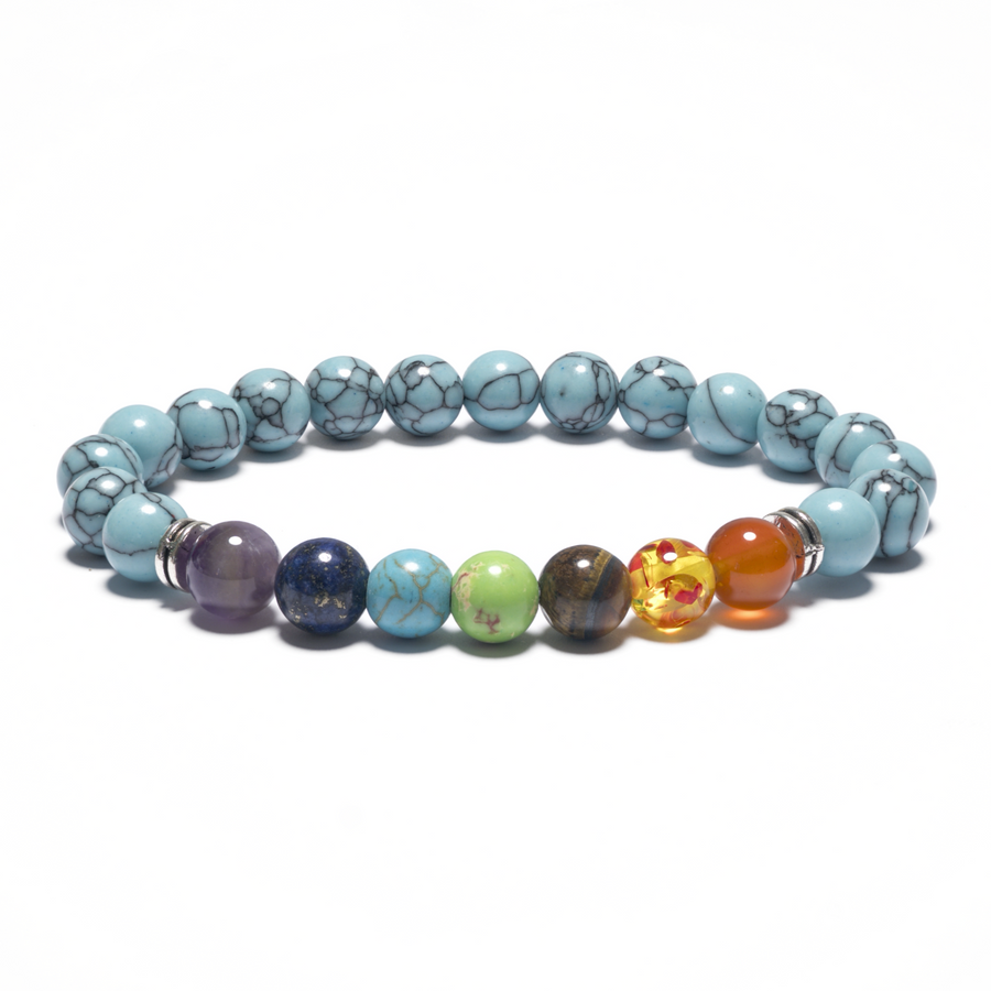 8 mm 7-Chakra-Armband ohne Box – Türkis