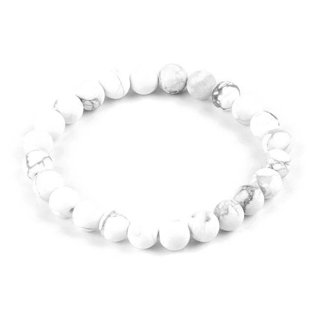 8 mm Weißer Howlith Edelsteinarmband – Geschenkbox Inklusiv