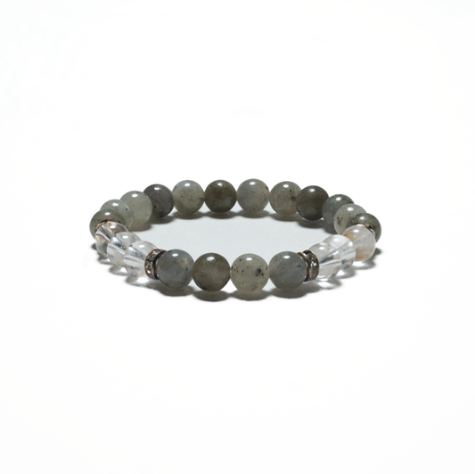 8mm Armband mit Geschenkbox - Labradorit und Diamant