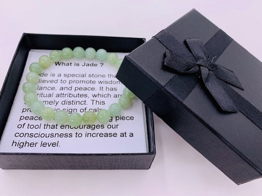 8 mm Jade Edelsteinarmband – Geschenkbox Inklusiv