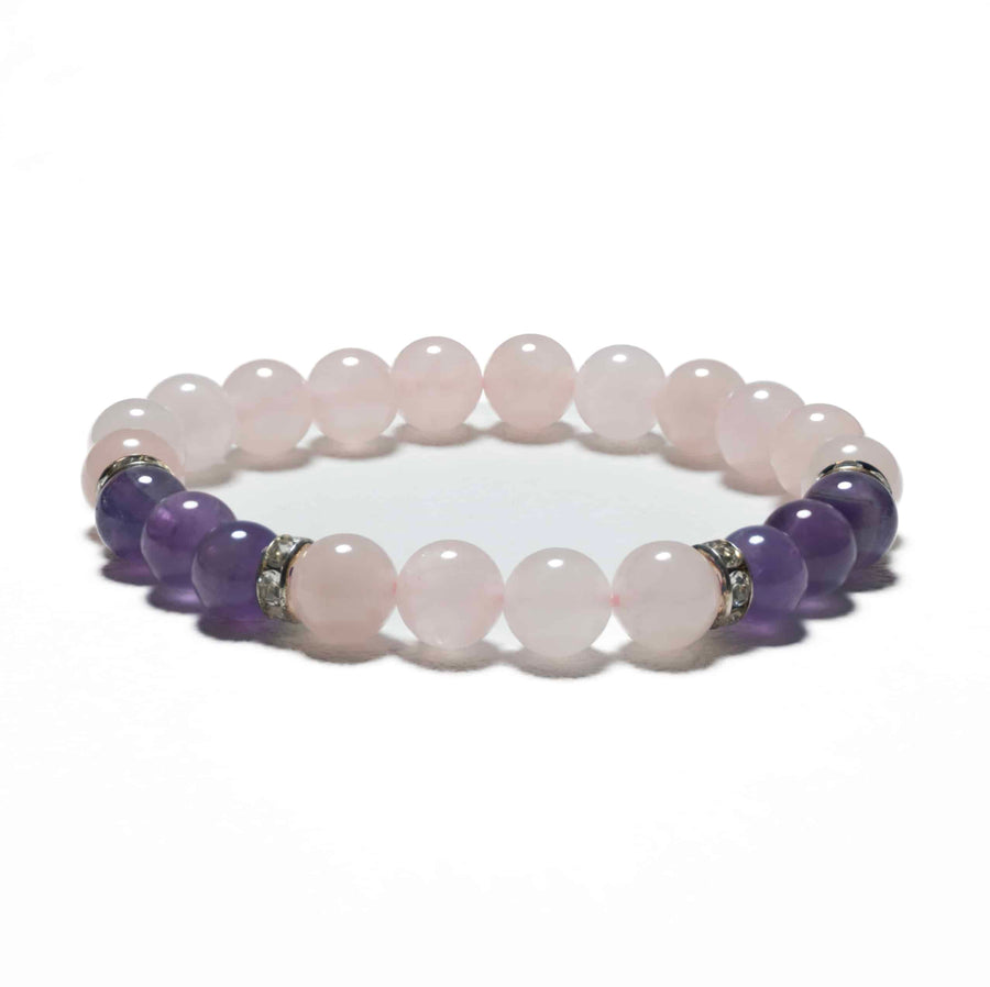 8mm Armband ohne Geschenkbox - Rosenquarz und Diamant