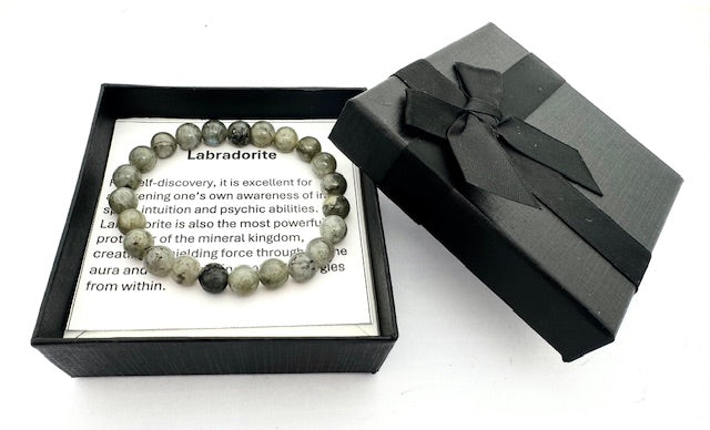 8 mm Labradorit Edelsteinarmband – Geschenkbox Inklusiv