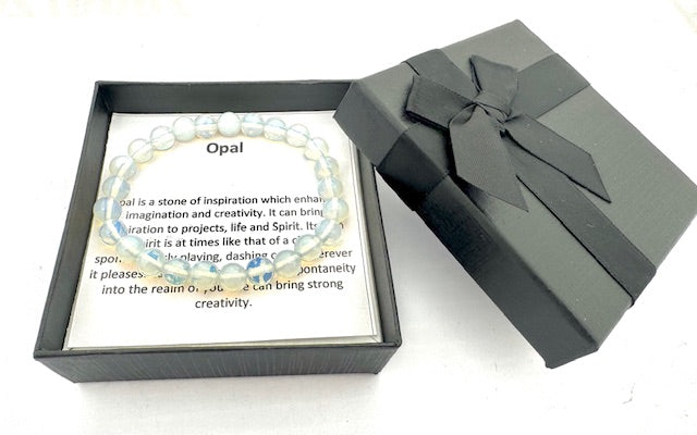 8 mm Opal Edelsteinarmband – Geschenkbox Inklusiv