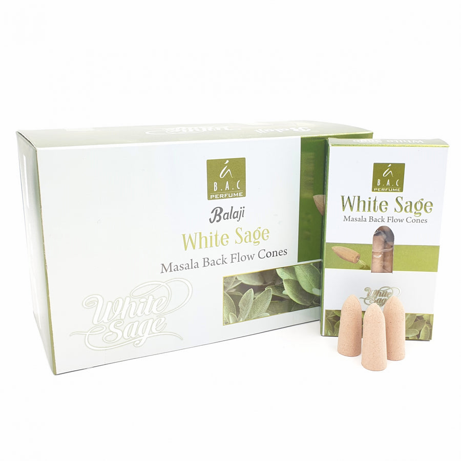 Balaji Masala Backflow Cones - White Sage