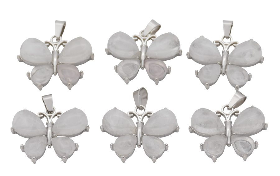 Bergkristall Schmetterling-Anhänger aus Edelstein (Set mit 6 Stück)