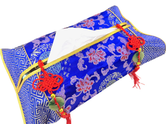 Blauer Asiatische Brokade-Taschentuchhülle