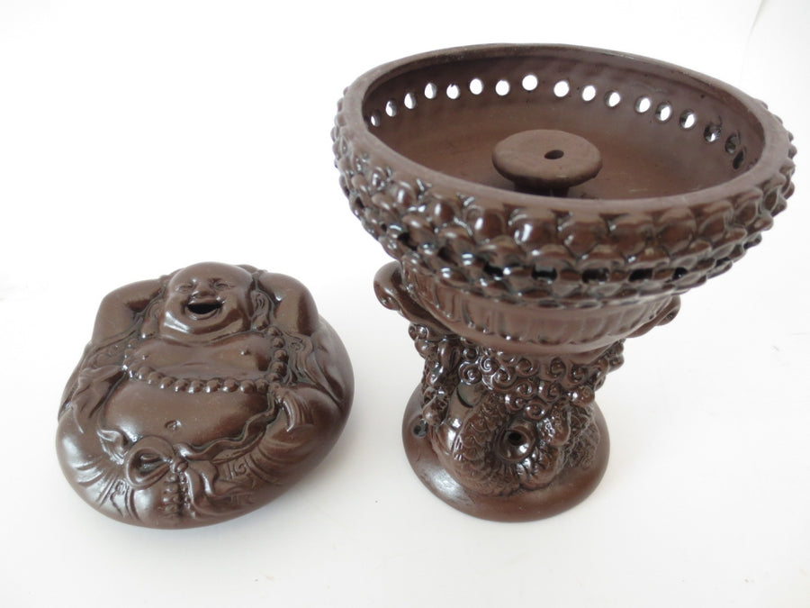 Ausruhen Lachen Buddha Keramik-Räucherkegelbrenner