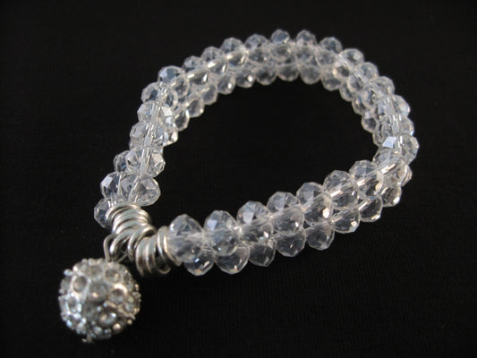 Weißes Kristallperlenarmband