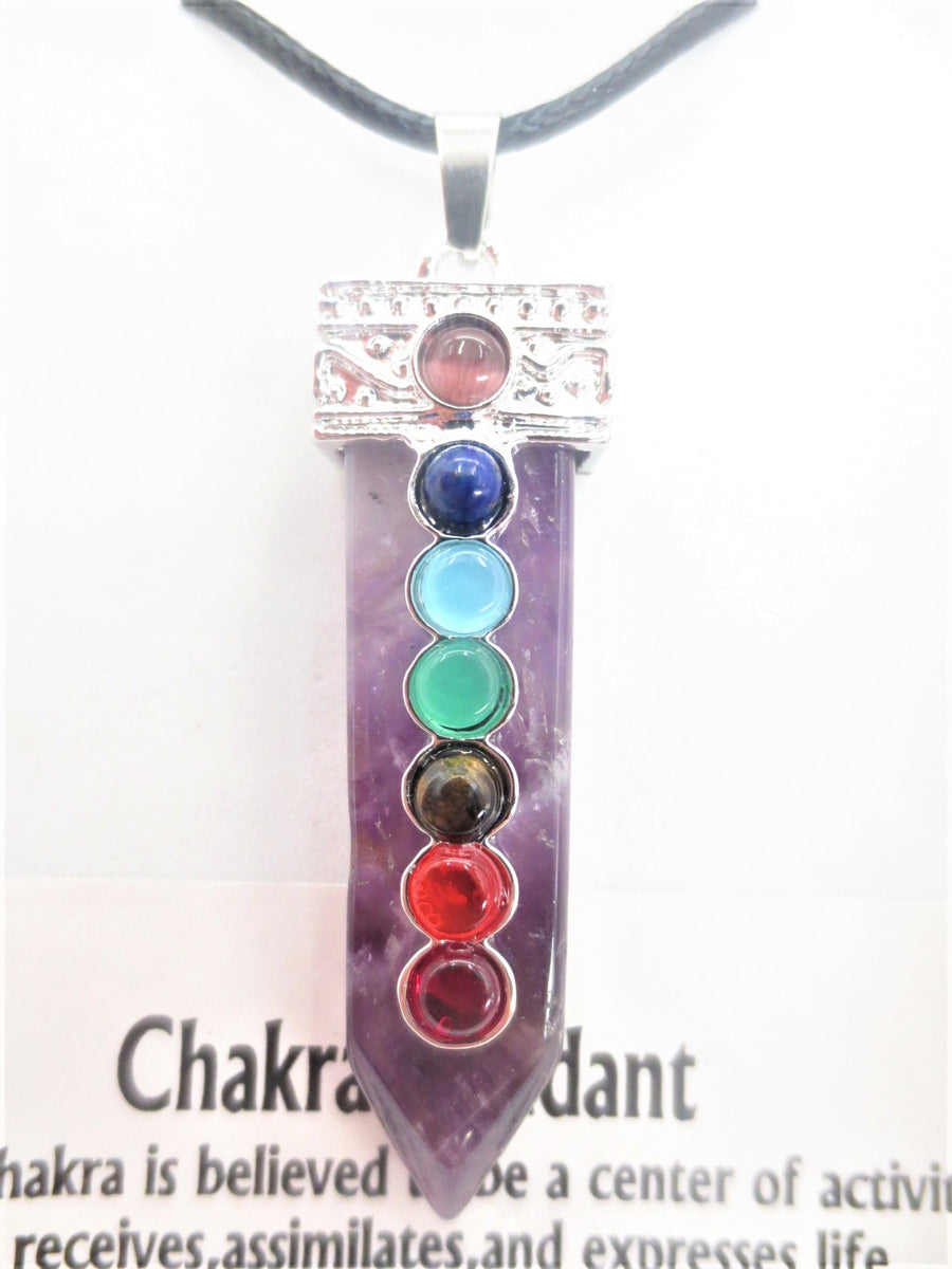 7 Chakra Edelstein Halskette Anhänger - Amethyst
