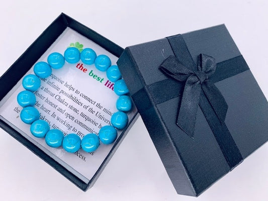 12mm Edelstein Armband mit Geschenkbox - Türkis