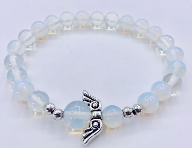 8mm Engelsarmband mit Box - Opal