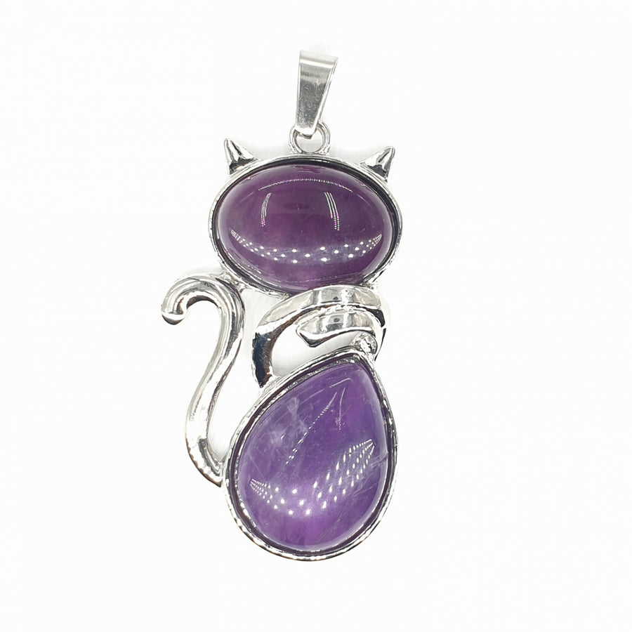 Amethyst Edelstein Katze Anhänger