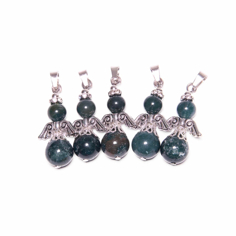 Engel Edelstein Anhnger Set (5 Stck) - Moss Agate