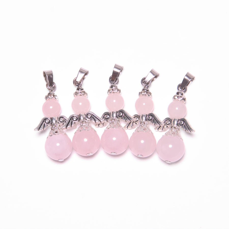 Engel Edelstein Anhnger Set (5 Stck) - Rosenquarz