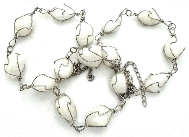 Poliertes Edelstein-Armband Drahtgewickelt – Milky Quartz
