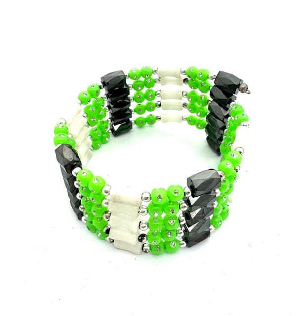 Grün Magnetisches Wickelarmband mit Perlen