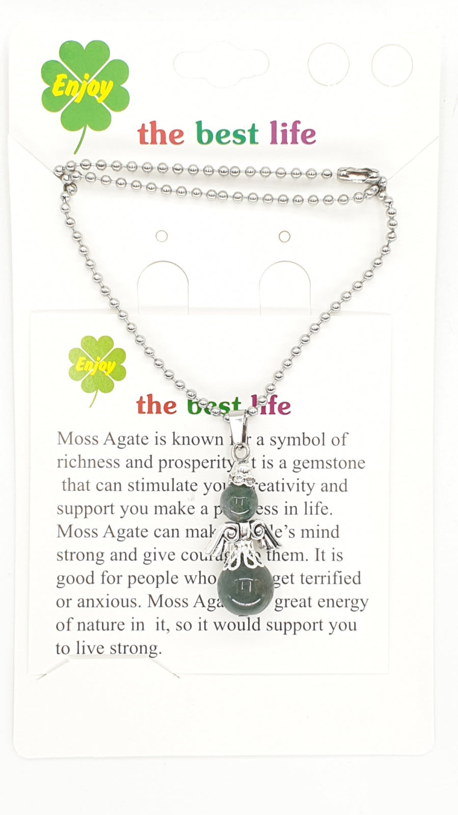 Grohandel - Engel Halskette Moss Agate
