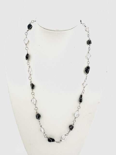 Poliertes Edelstein-Ketten Drahtgewickelt – Onyx Milky Quartz (klein)