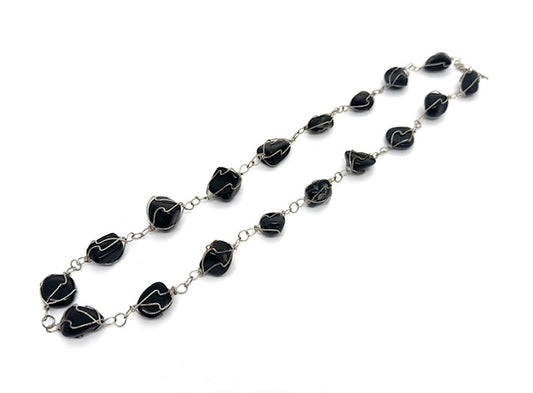 Poliertes Edelstein-Ketten Drahtgewickelt – Onyx