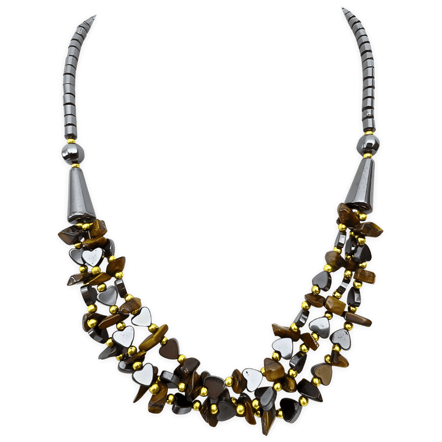 Hmatit-Kette mit Herz und Onyx