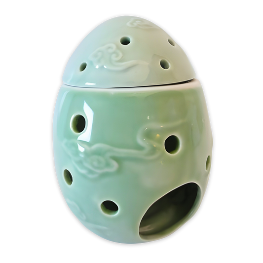 Keramik-Ölbrenner Buddha-Kopf jadegrün