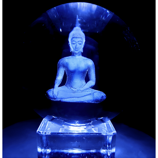 Kristalllaserkugel Thai Buddha 6 cm