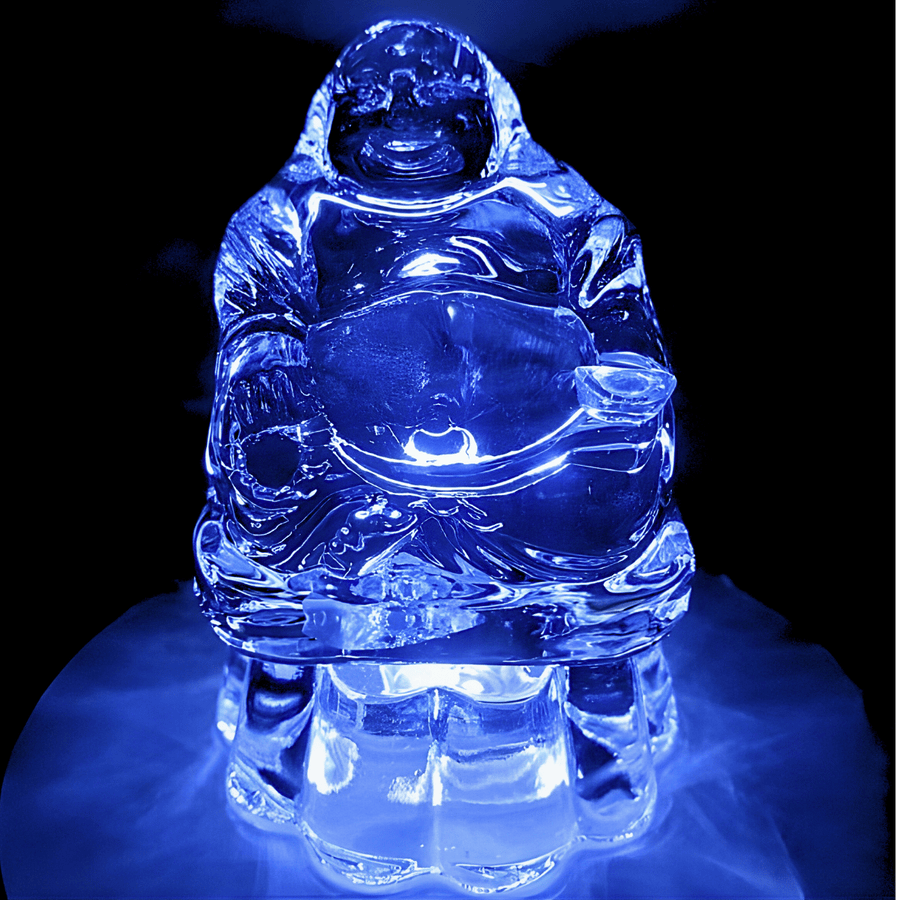 Kristallglas Chinesischer Glücks-Buddha auf Lotus – 8 cm