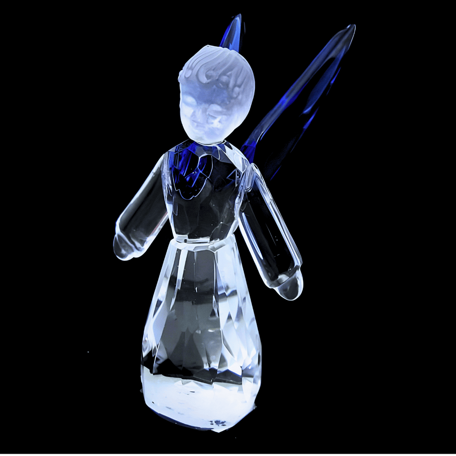 Kristallglas Engel-Statue stehend – Blau (12 cm)