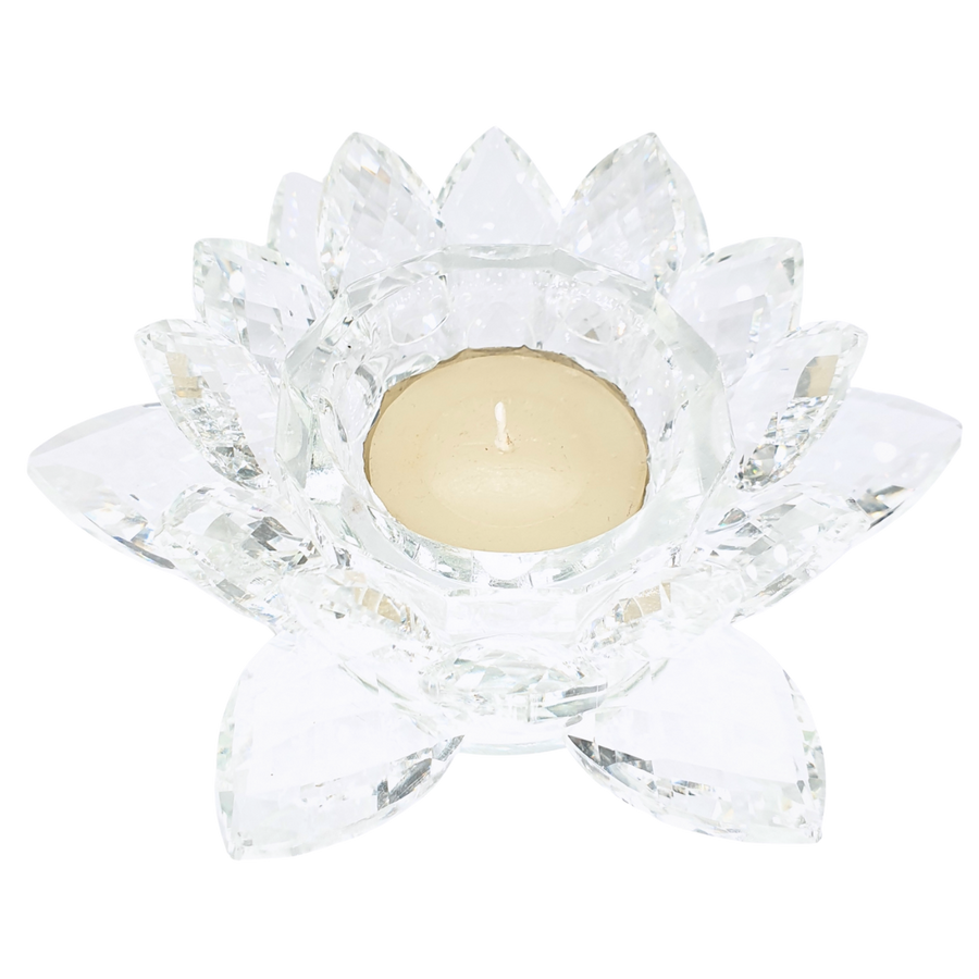 Kristall-Lotus Teelichthalter 11 cm