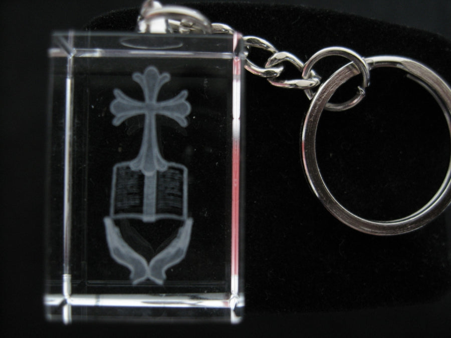 Kristall Bibel mit Kreuz Schlüsselanhänger Set – (6 Stück)