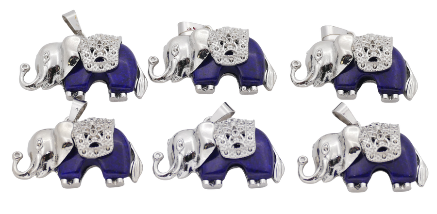Lapis Lazuli Elefanten-Anhänger aus Edelstein (Set mit 6 Stück)