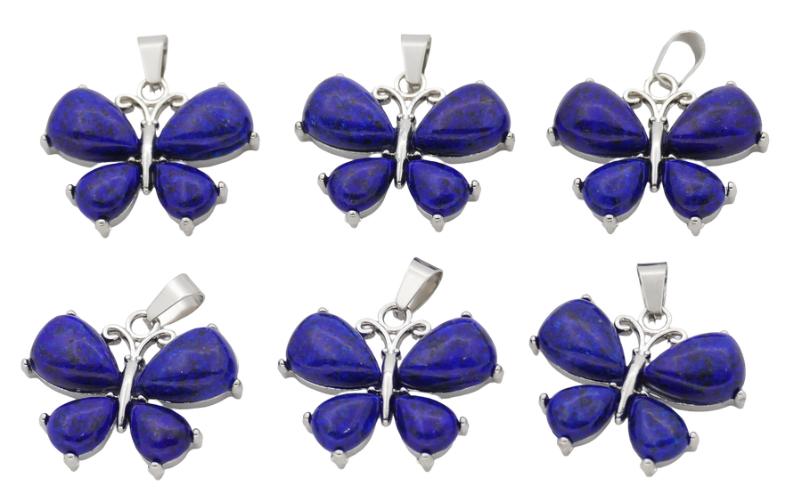 Lapis Lazuli Schmetterling-Anhänger aus Edelstein (Set mit 6 Stück)