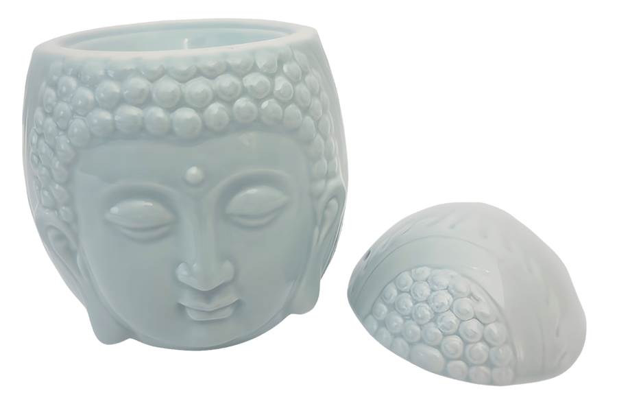 Keramik-Duftölbrenner Buddha-Kopf Hellblau (Luxus)s
