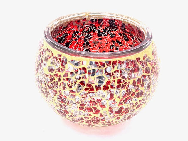 Teelichthalter aus Mosaikglas – Wein Rot