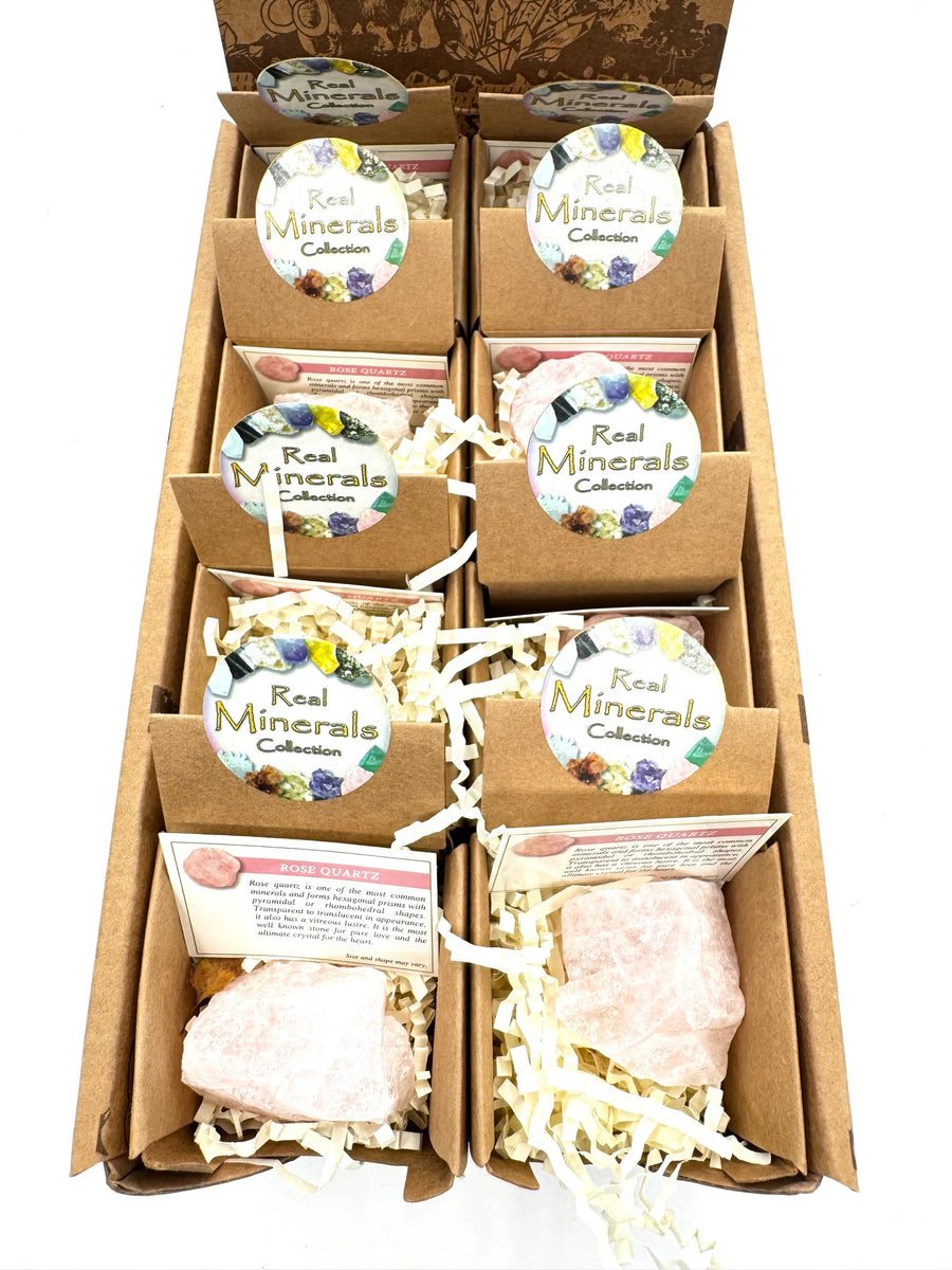 Natürliche Rosenquarz Kristallcluster Set (16 Stück)