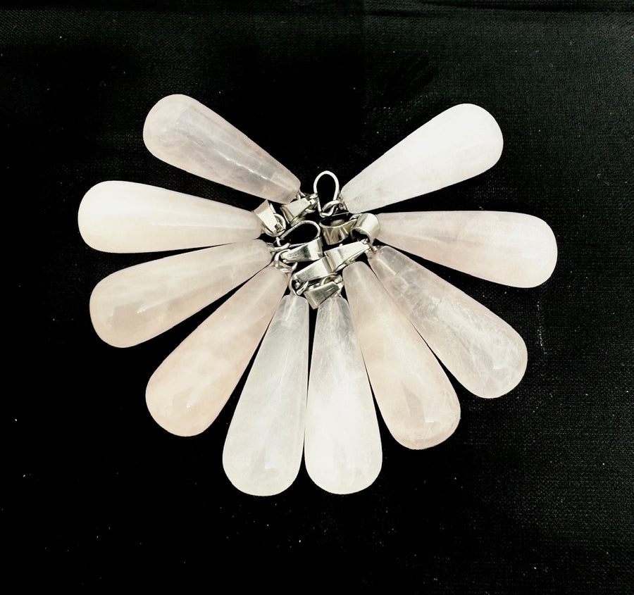 Rosenquarz-Tropfenanhänger (10 Stück)