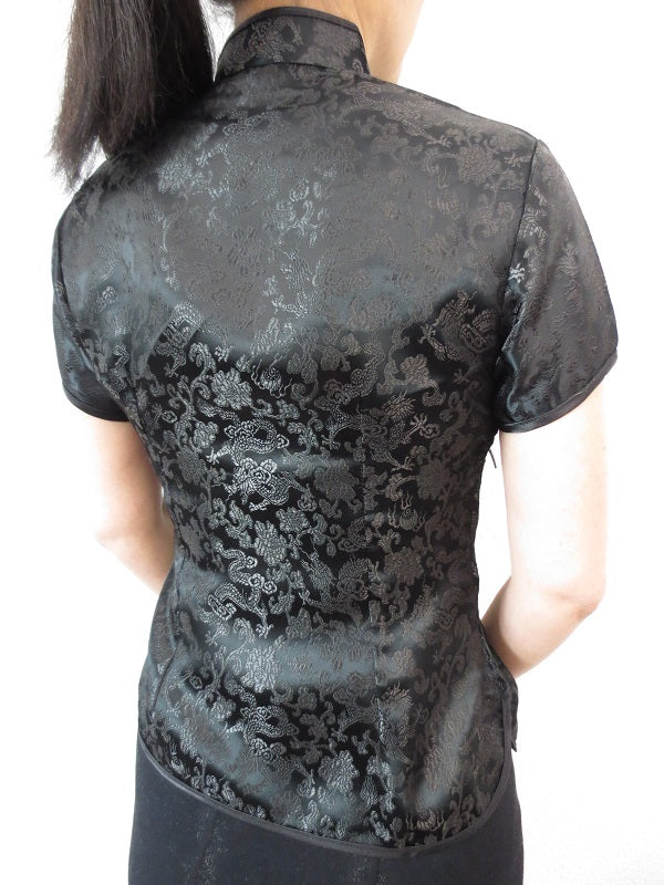 Shanghai bluse drache schwarz