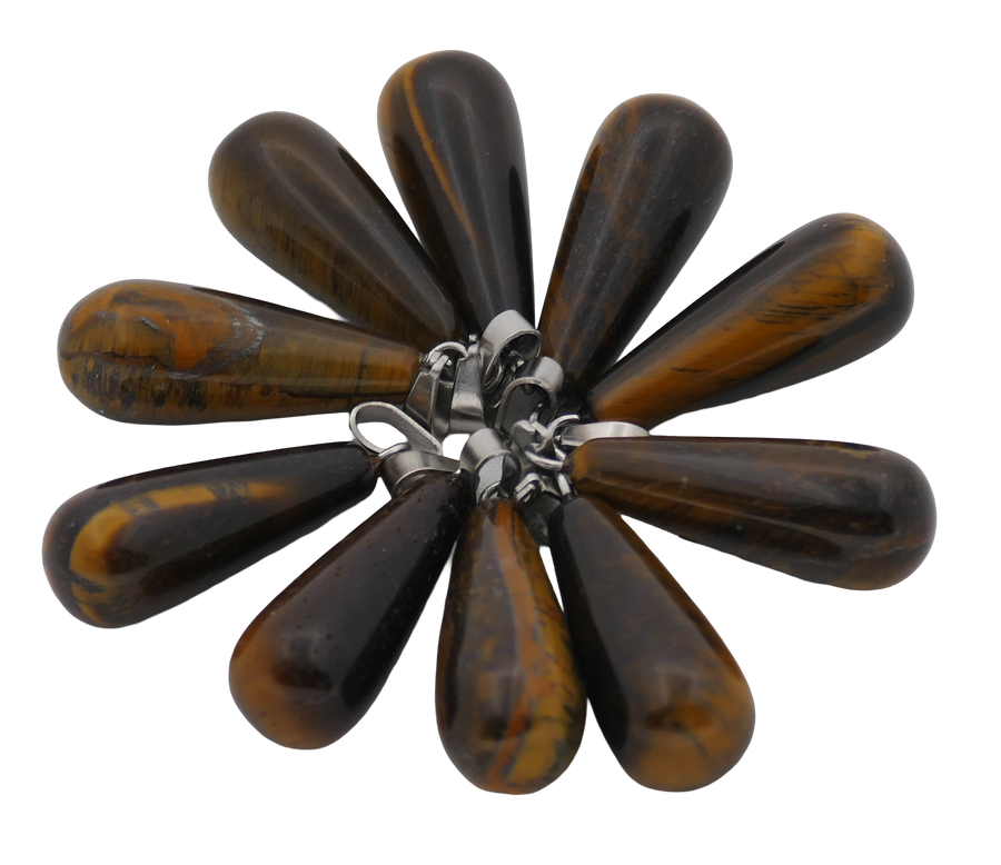 Tigerauge-Tropfenanhänger (10 Stück)