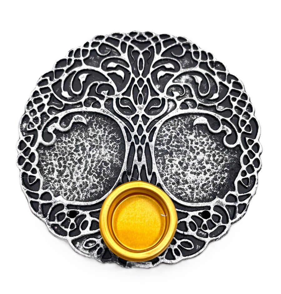 Silber Baum des Lebens-Räucherhalter für Stäbchen & Kegel Set (6 stück)