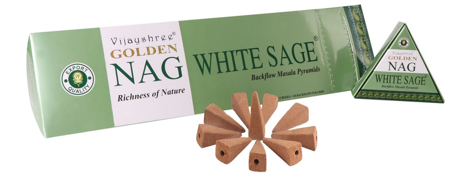Vijayshree Golden Nag Rückflusskegel - White Sage