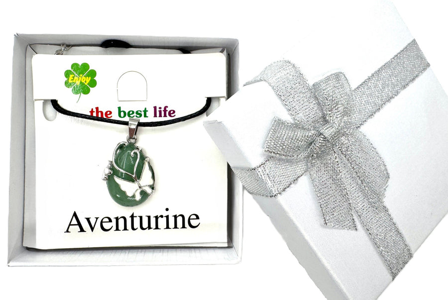 Schmetterlings-Edelsteinanhänger-Halskette - Aventurin