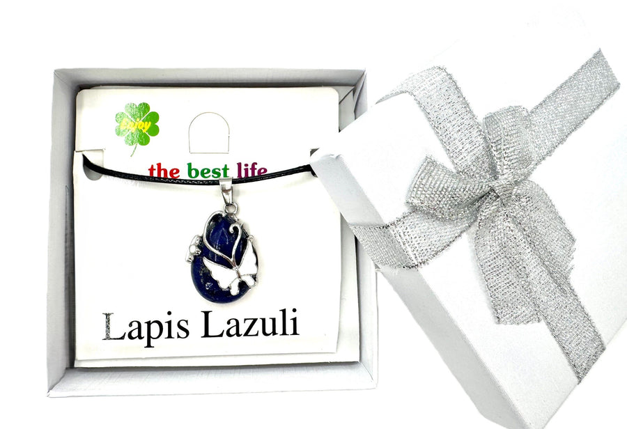 Schmetterlings-Edelsteinanhänger-Halskette - Lapislazuli